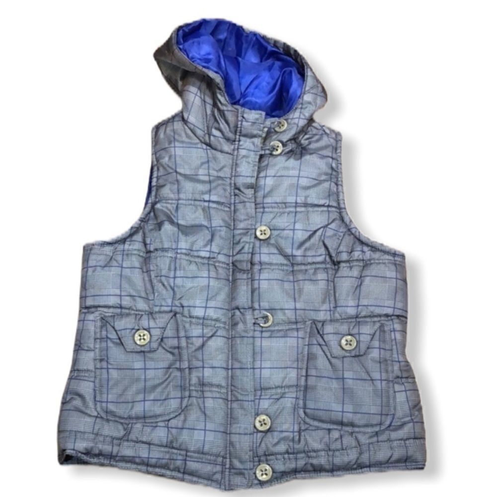 𝅺pink Soup Plaid Hooded Puffer Vest Size M